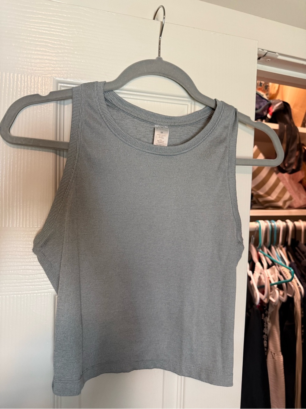 Ribbed Tank Top in Soft Blue